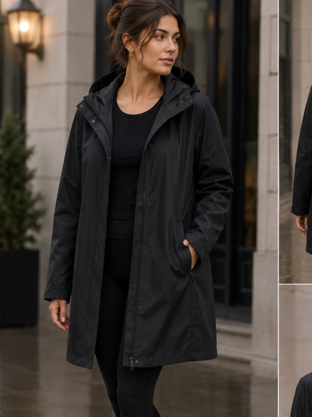 Gorpcore Minimalist Hooded Raincoat Trench Jacket Size L